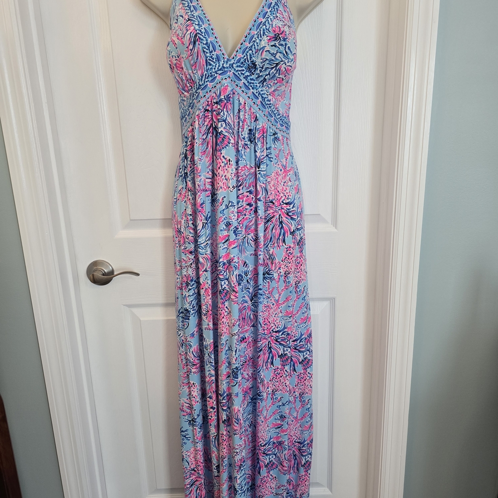 Lilly Pulitzer Pink and Blue Maxi Dress